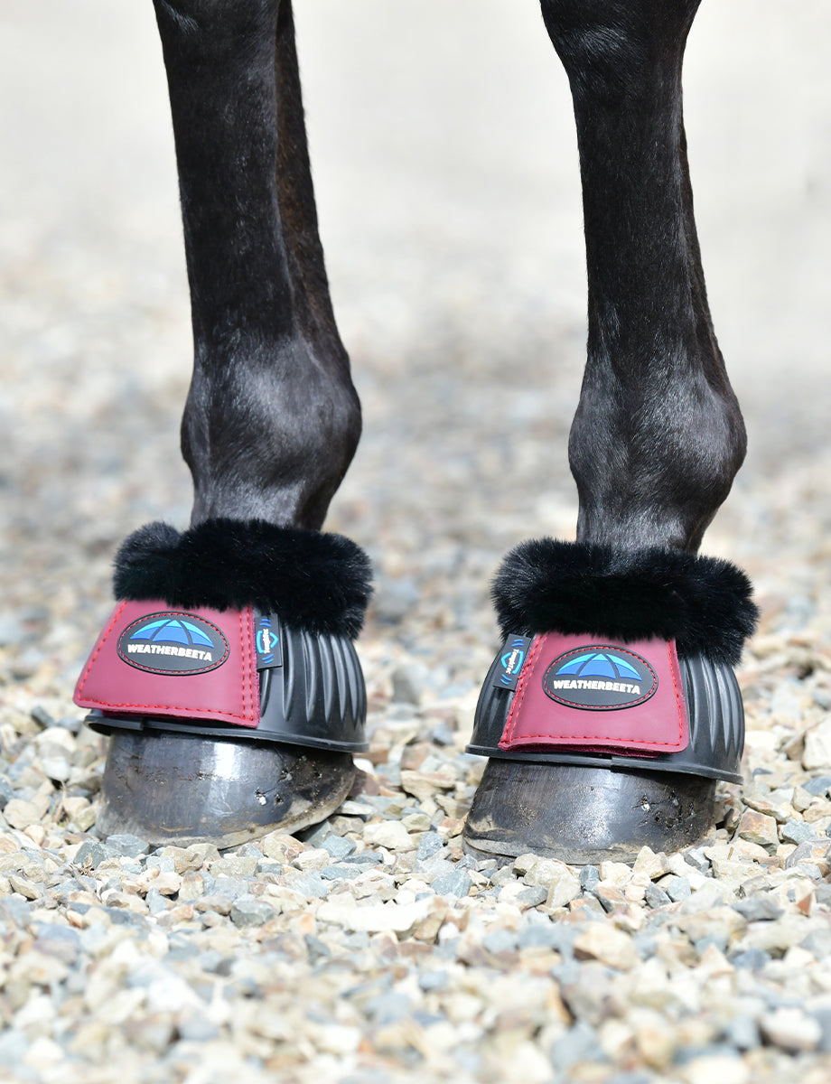 image_main - Black/Burgundy - WeatherBeeta Tough-Tec Prime Fleece Trim Rubber Bell Boots - .jpg