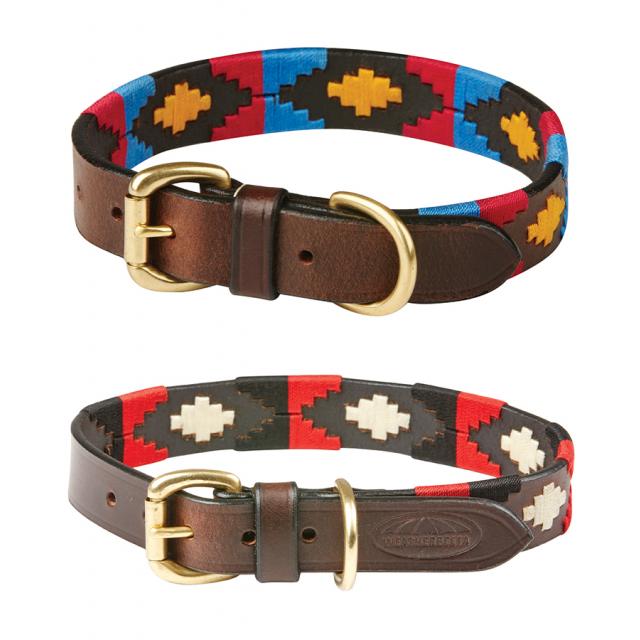 WeatherBeeta Polo Leather Dog Collar Cowdray/Brown/Pink/Blue/Yellow & Cowdray/Brown/Black/Red/White