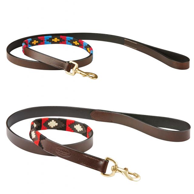 WeatherBeeta Polo Leather Dog Lead Cowdray/Brown/Pink/Blue/Yellow & Cowdray/Brown/Black/Red/White