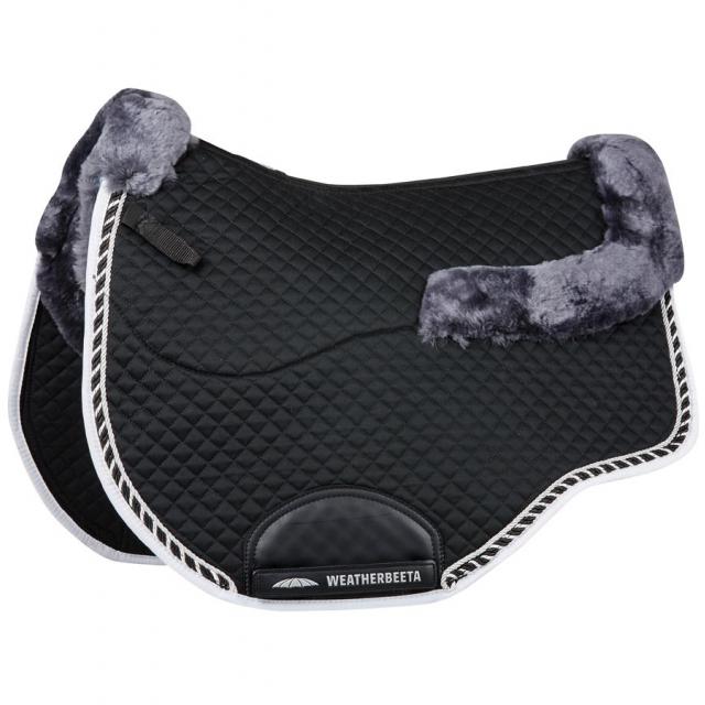 WeatherBeeta Euro Shaped Sheepskin All Purpose Saddle Pads II Black/Grey/White/Black/Silver