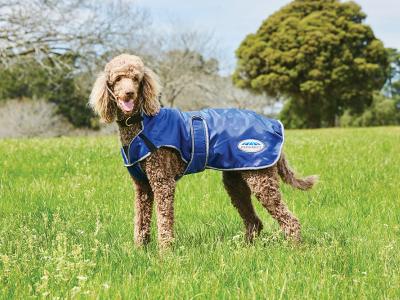 WeatherBeeta ComFiTec Windbreaker Free Deluxe Dog Coat Dark Blue/Grey/White