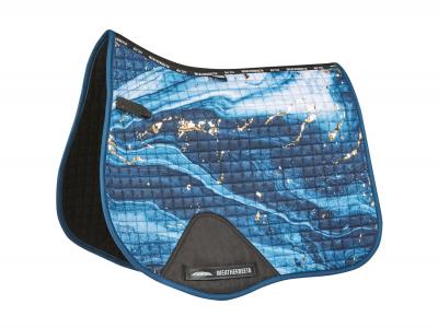 WeatherBeeta Prime Marble Shimmer All Purpose Shaped Saddle Pad Navy/Gold Swirl Marble Print
