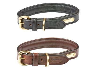 WeatherBeeta Padded Leather Dog Collar Black & Brown