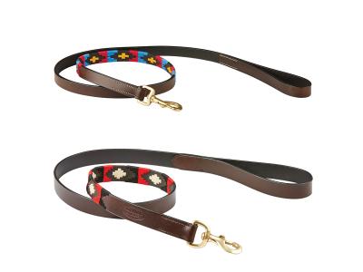WeatherBeeta Polo Leather Dog Lead Cowdray/Brown/Pink/Blue/Yellow & Cowdray/Brown/Black/Red/White