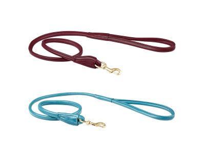 WeatherBeeta Rolled Leather Dog Lead Maroon & Teal