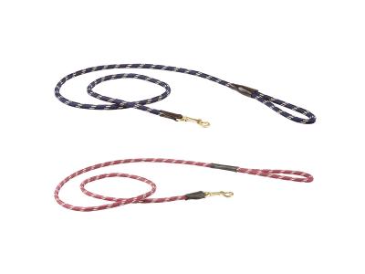 WeatherBeeta Rope Leather Dog Lead Navy/Brown & Burgundy/Brown