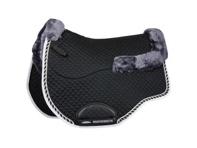 WeatherBeeta Euro Shaped Sheepskin All Purpose Saddle Pads II Black/Grey/White/Black/Silver